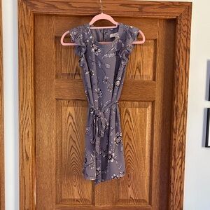 LOFT Floral Ruffle Sleeve Dress